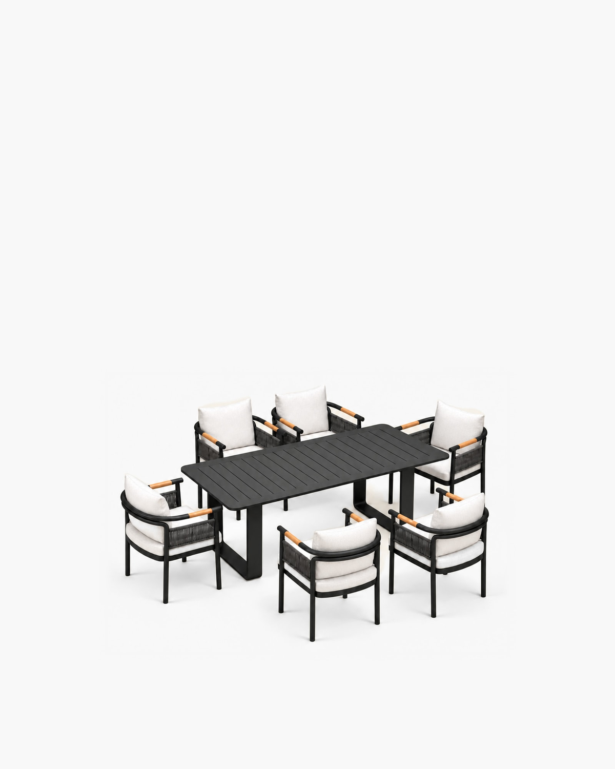 Zenia Outdoor Dining Set in Aluminium — studio view