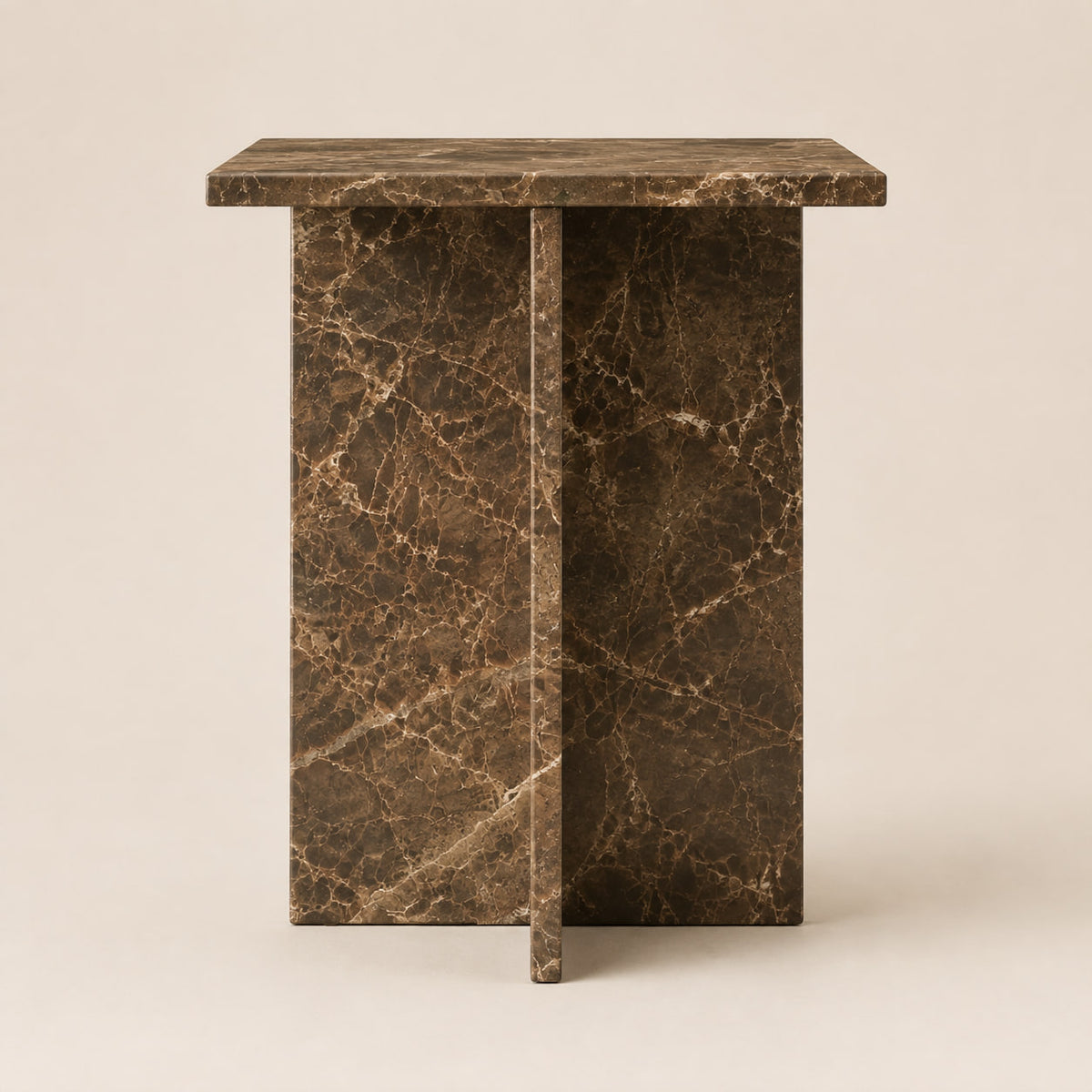 Vito Stone Square Side Table — side profile, studio